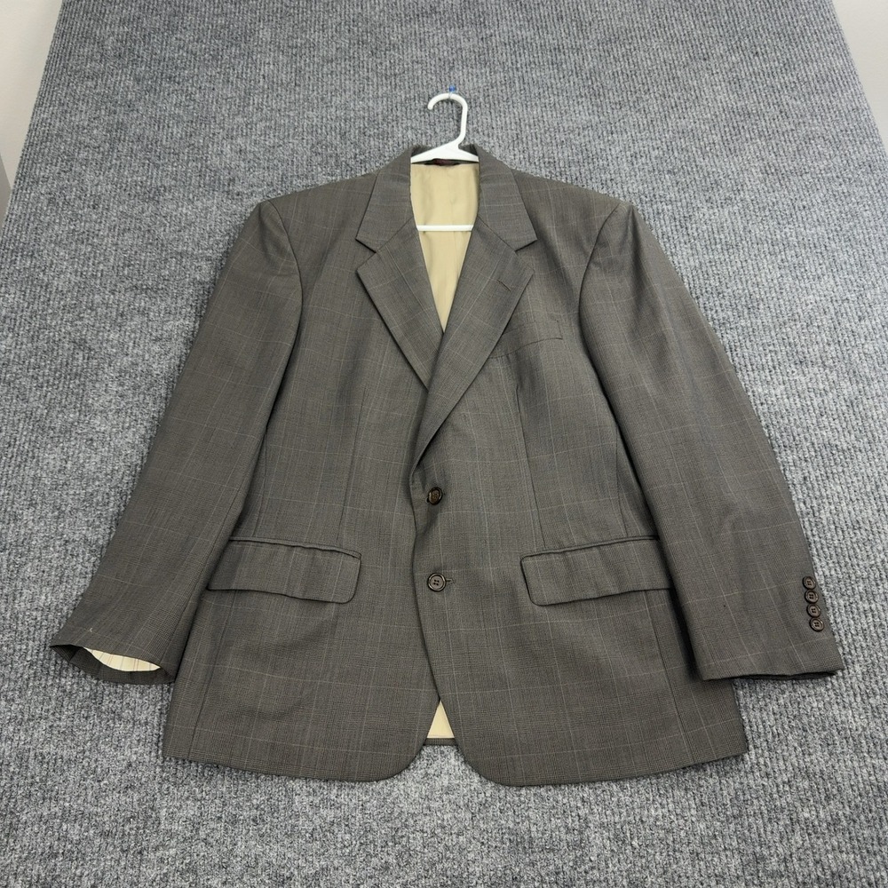 Christopher Hayes Blazer Mens 42 Short Brown Plaid Two Button Sport Coat Classic